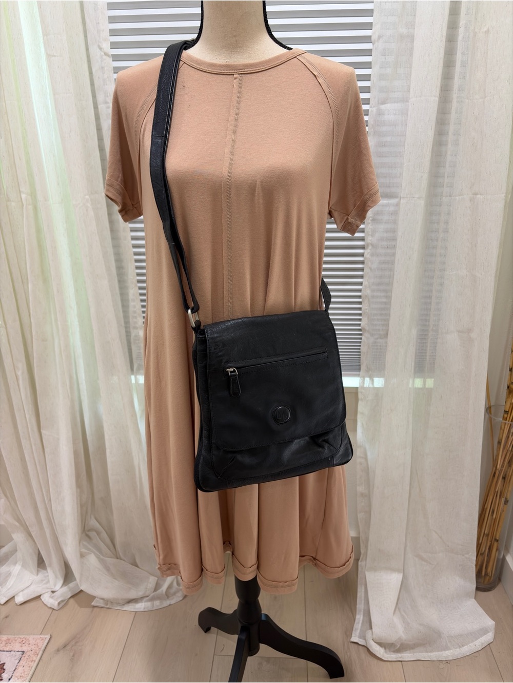 Classic Black Leather Crossbody Bag